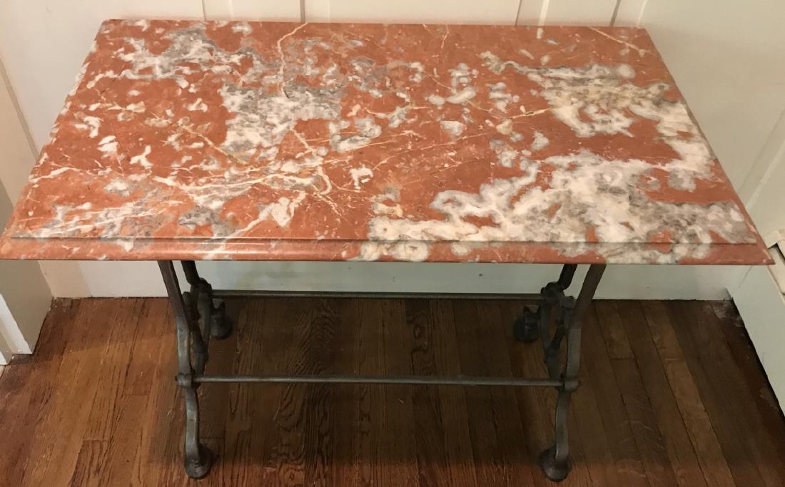 Console Table w Rouge Marble & Cast Iron Base (1 of 3)
