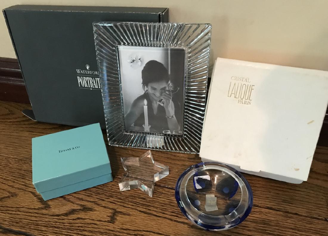 Lalique Bowl, Waterford Frame, Tiffany Paperweight (1 of 2)
