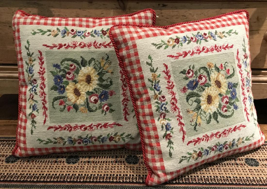 Pair of Tapestry Needlepoint Throw Pillows (1 of 3)