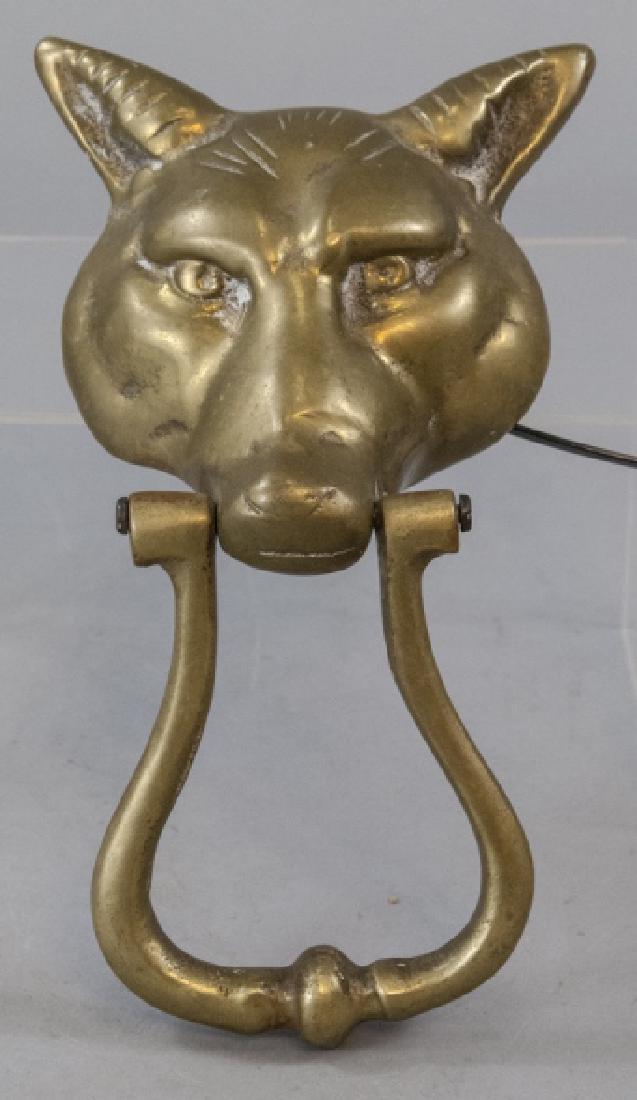 Vintage Fox Head Solid Cast Brass Door Knocker (1 of 5)
