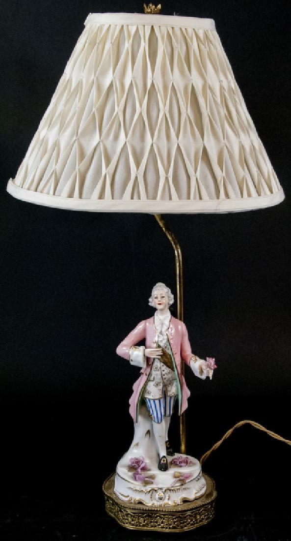 French Rococo Style Porcelain Figural Table Lamp (1 of 6)