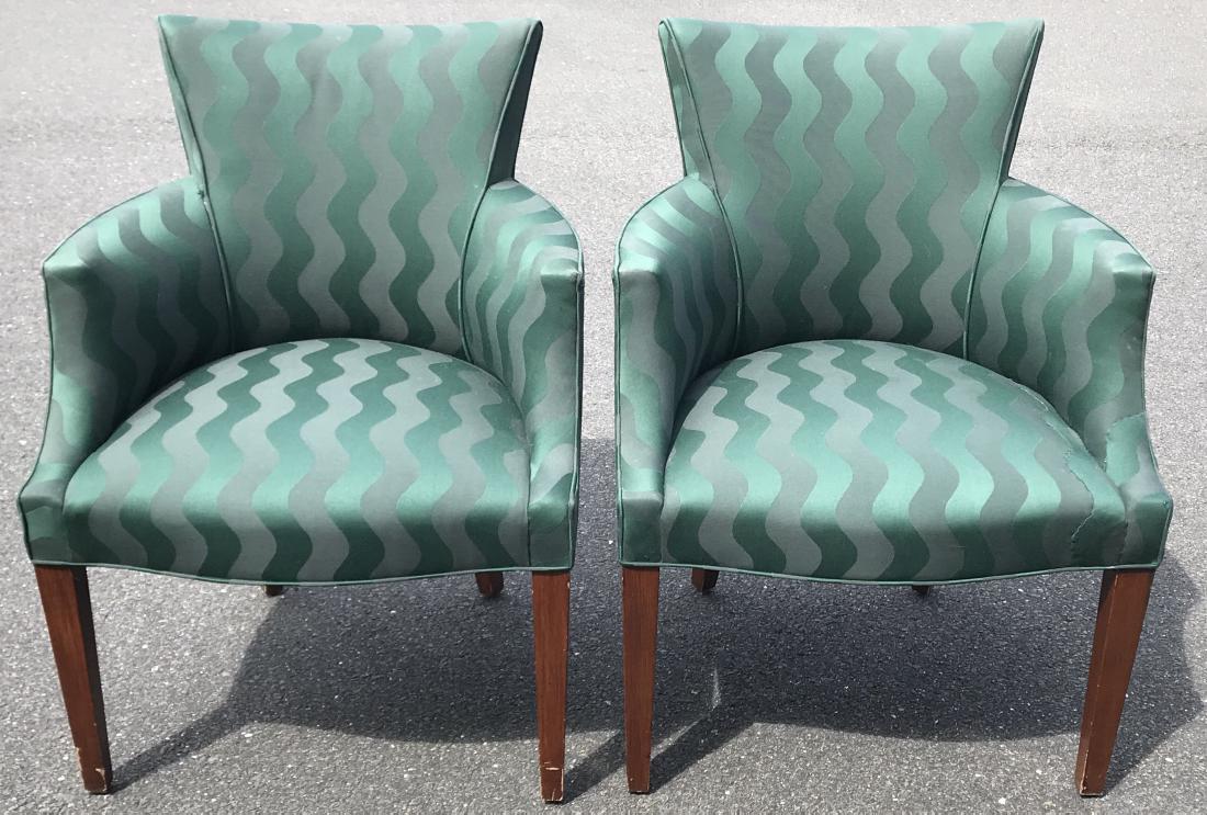 Pair Contemporary Donghia Silk Damask Arm Chairs (1 of 6)