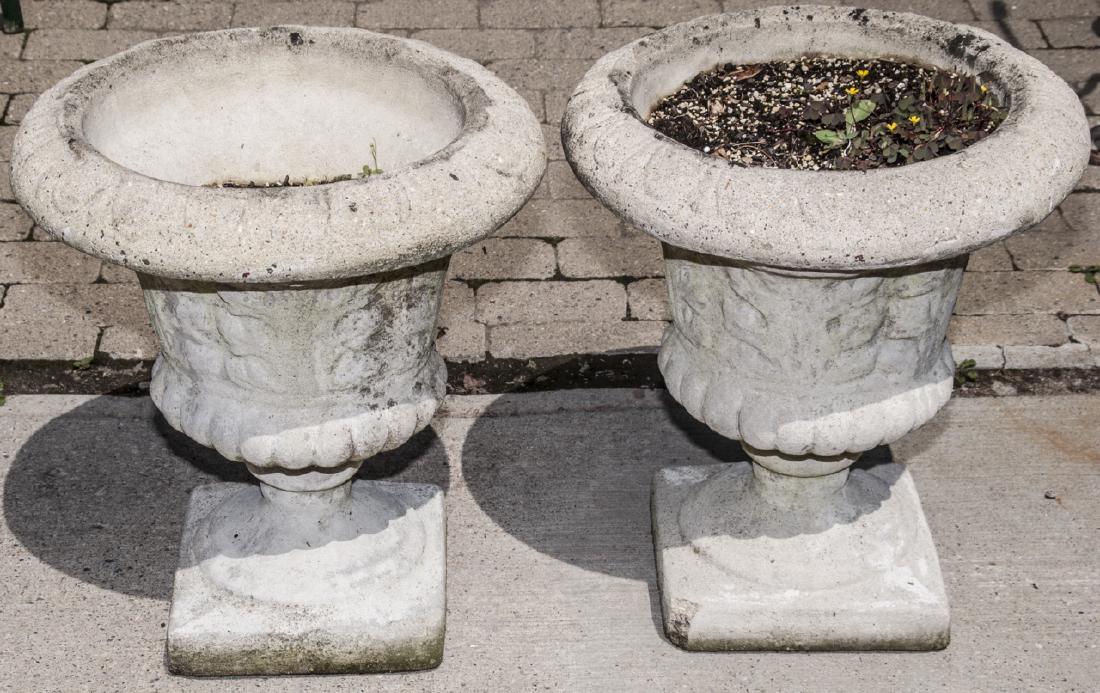 Pair Cast Stone Antique Neo-Classical Garden Urns (1 of 5)