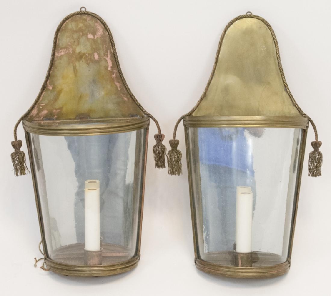 Pair Neoclassical Distressed Brass Sconces (1 of 4)