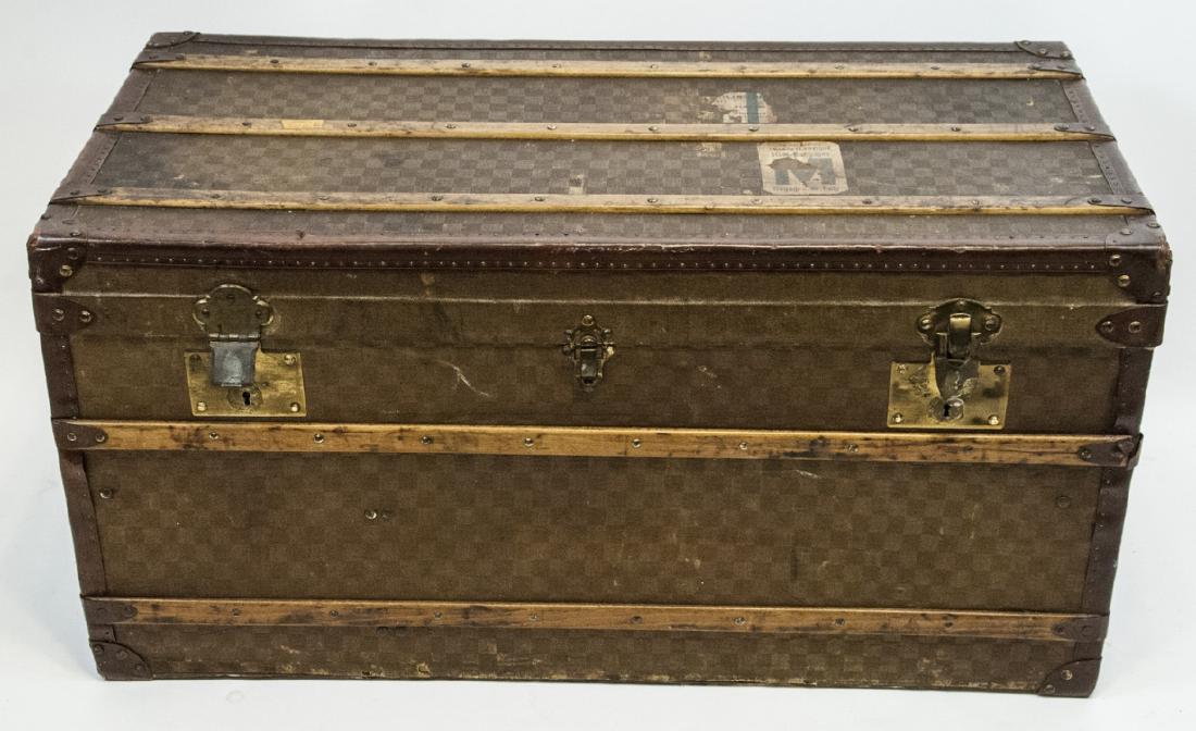 19C Ant. Steamer Trunk in the Vuitton Damier Style (1 of 9)