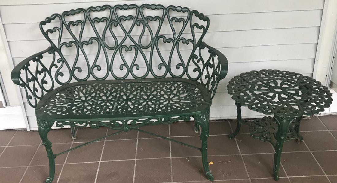 Vintage Aluminum Garden Bench & Side Table (1 of 6)