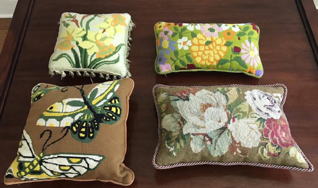 Four Vintage Hand Made Needlepoint Pillows (1 of 6)
