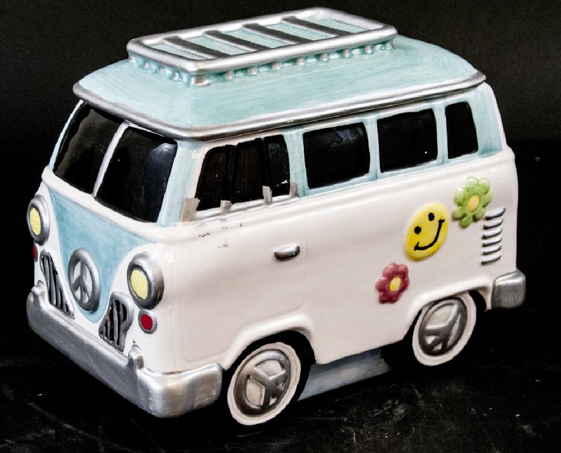 Vtg Lotus Volkswagon Hippie Van Ceramic Cookie Jar (1 of 4)