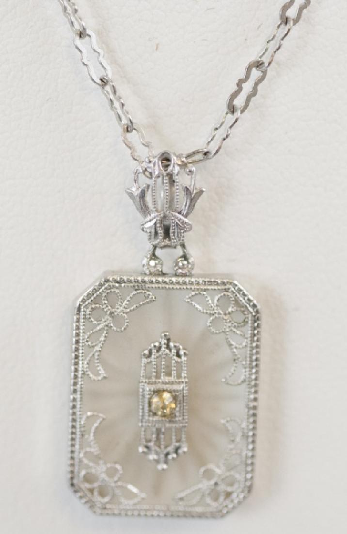 Antique Art Deco Style Frosted Glass Necklace (1 of 4)