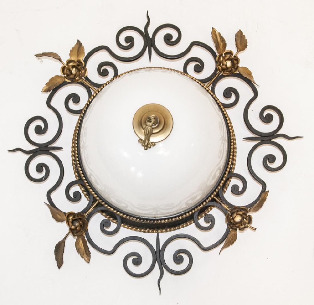 Tole, Iron, + Milk Glass Ceiling Fixture (1 of 5)