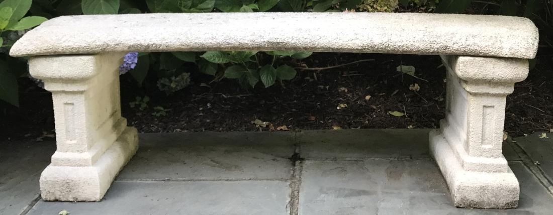 Neoclassical Style Cast Stone Curved Outdoor Bench (1 of 5)