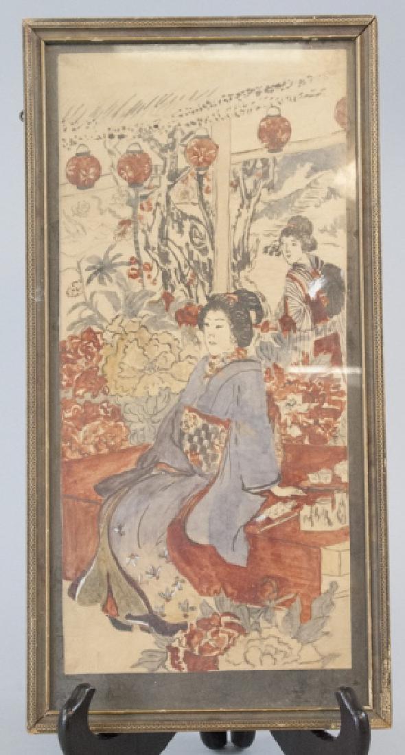 Vintage Japanese Rice Paper Art of Geishas