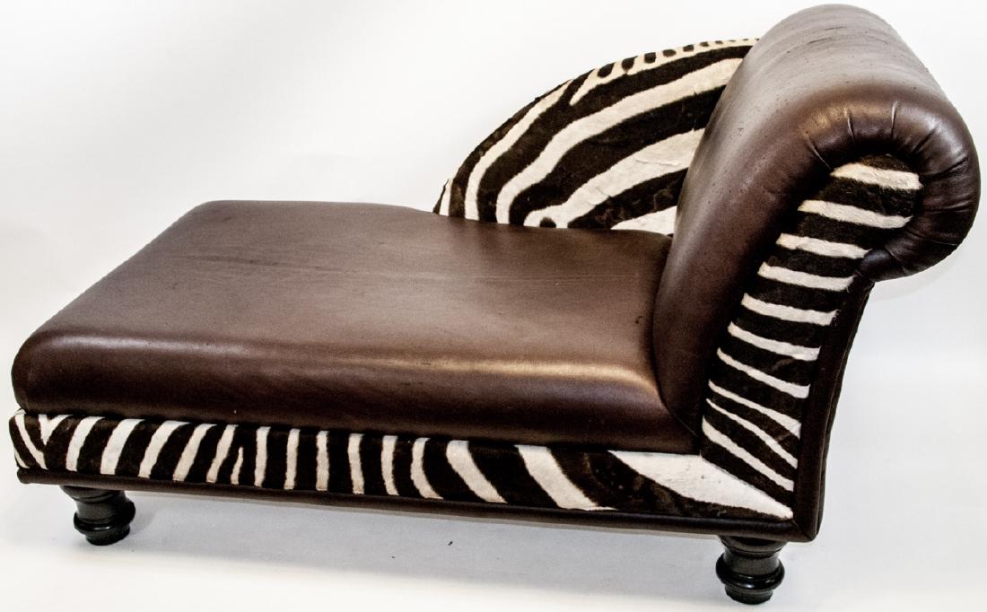 Contemporary Kudu Leather & Zebra Chaise Lounge