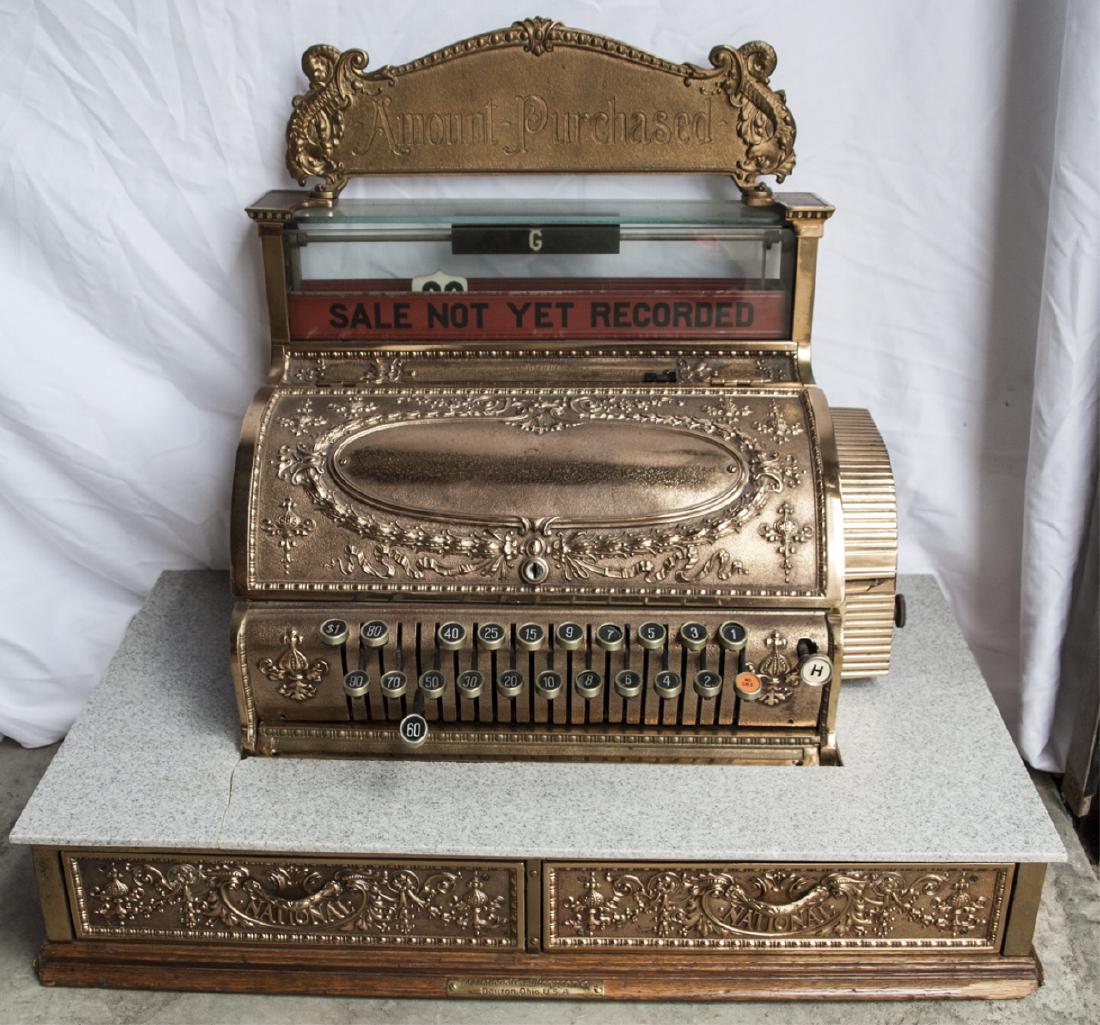 Early 20th C Ornate Brass National Cash Register (1 of 9)