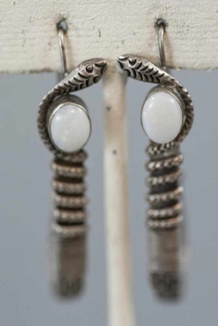 Vintage Sterling & Cabochon Opal Snake Earrings (1 of 4)