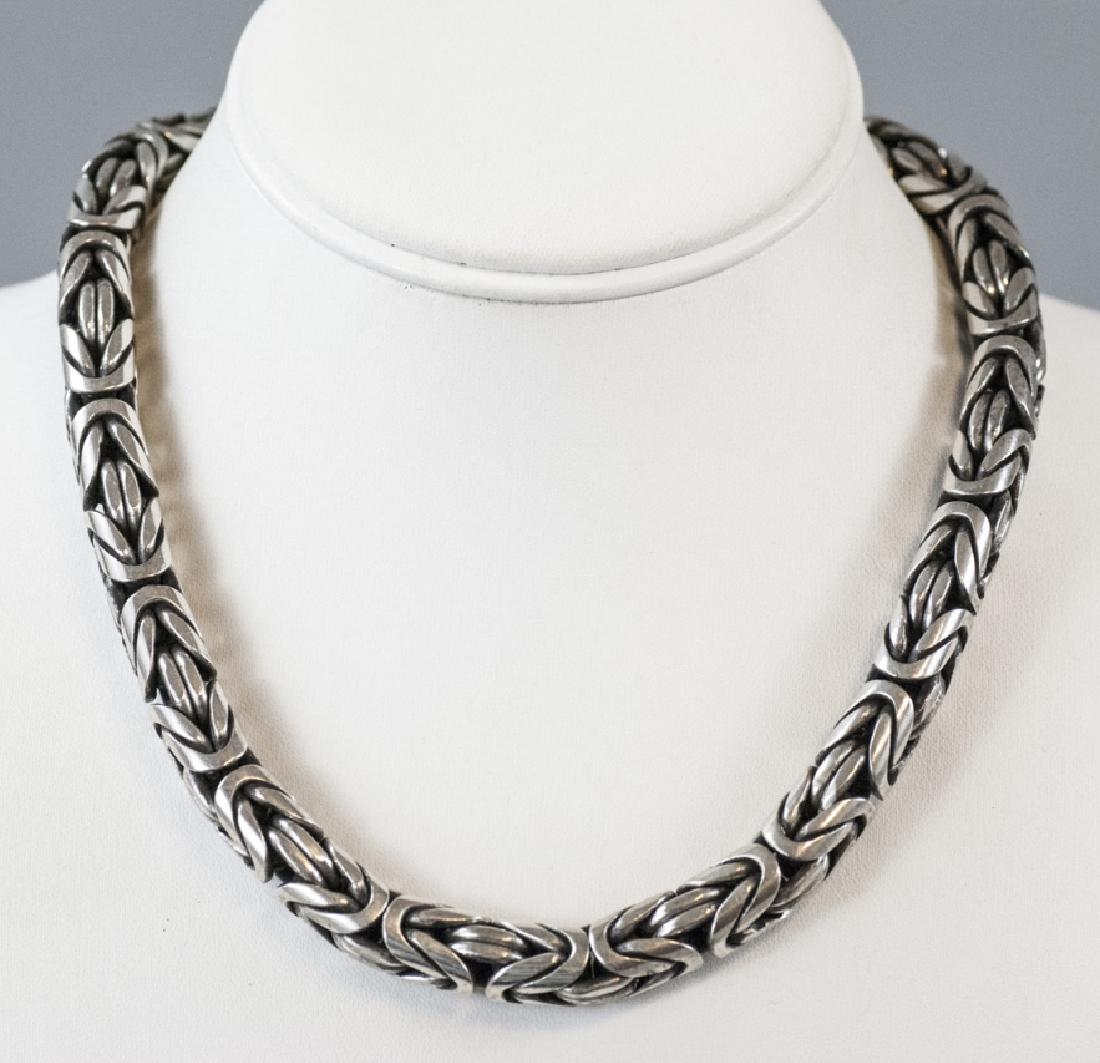 Estate Heavy Sterling Silver Woven Design Necklace (1 of 5)