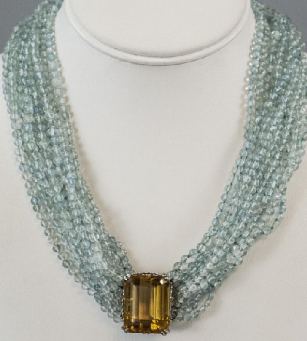 Estate 18kt Gold Aquamarine 60 Ct Citrine Necklace (1 of 6)