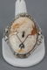 Estate 14kt White Gold Diamond & Emerald Cameo