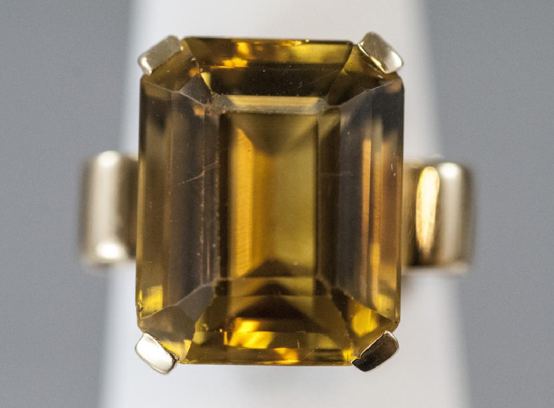 Estate Retro Yellow Gold & Citrine Cocktail Ring (1 of 7)