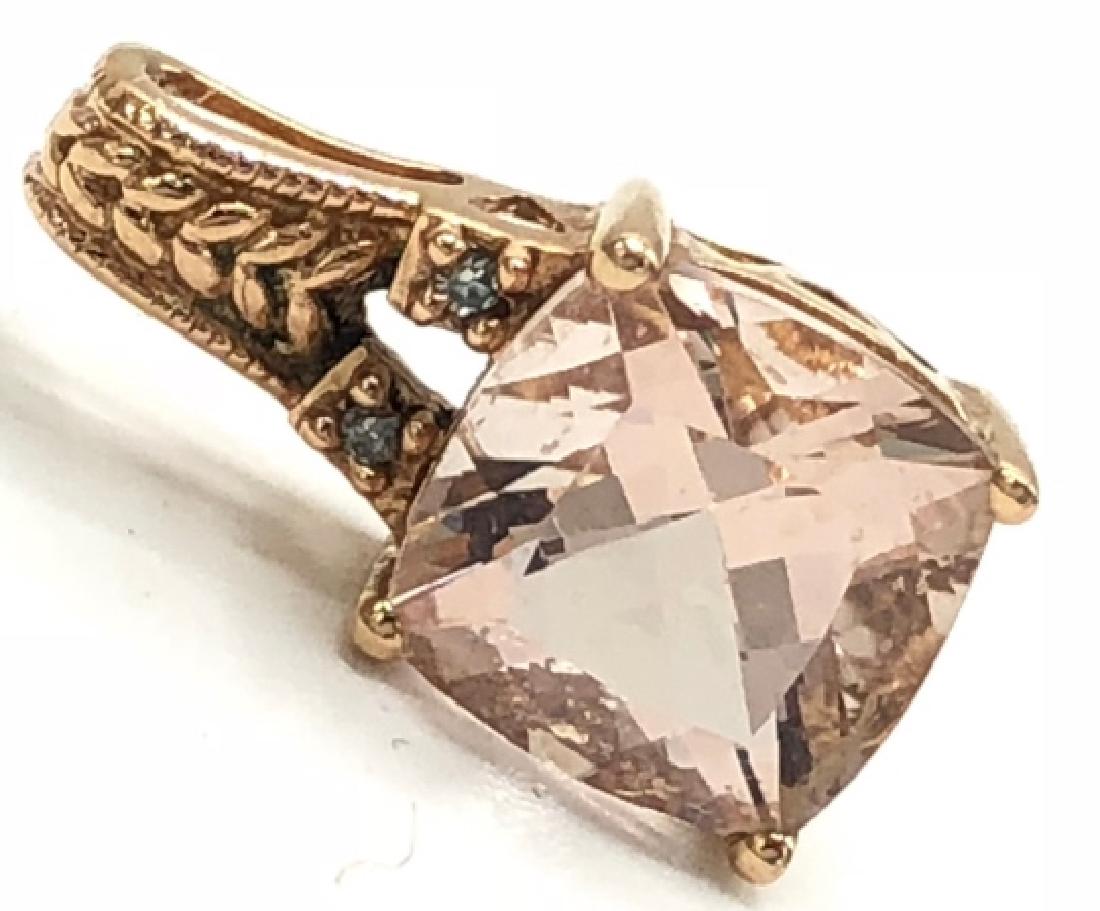 Morganite & Diamond 10k Rose Gold Pendant (1 of 5)