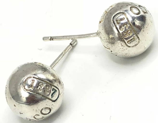 Tiffany Co Sterling Silver 1837 Ball Stud Earrings