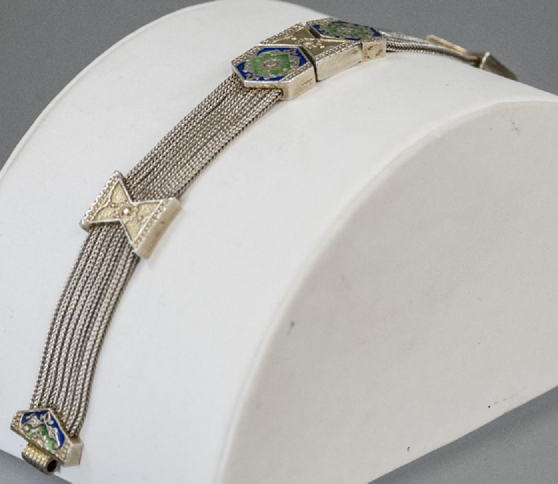 Antique Byzantine Revival Silver & Enamel Bracelet: Antique Byzantine Revival Silver & Enamel Bracelet. Measures just over 7 inches in length.