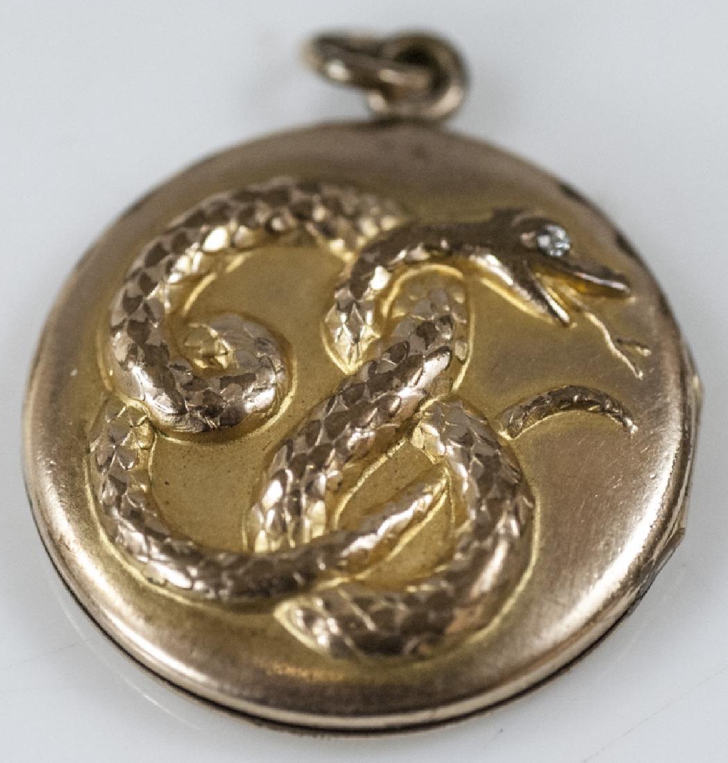 Antique 19th C Diamond Eye Entwined Snake Locket (1 of 5)