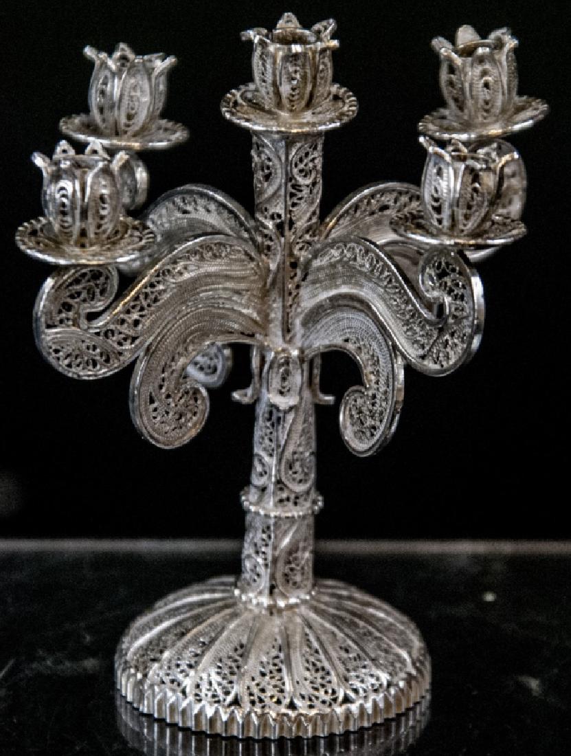 Antique Filigree Silver Five Arm Candelabra (1 of 4)