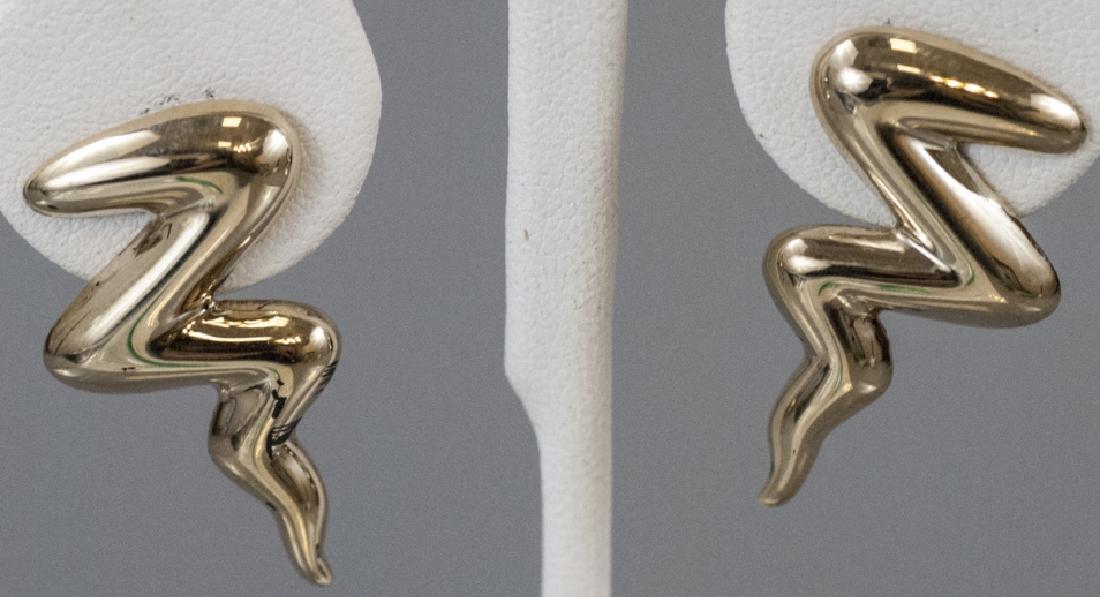 Pair of 14kt Yellow Gold Lighting Bolt Earrings: Pair of 14kt Yellow Gold Lighting Bolt Earrings. Hallmarked. Each measures 1.25 inches in length.
