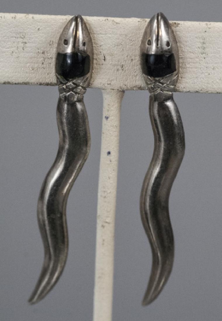 Pair Vintage Mexico Sterling Silver Snake Earrings (1 of 6)