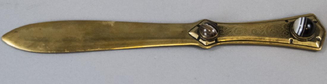 Antique 19th C Letter Opener w Banded Agate (1 of 5)