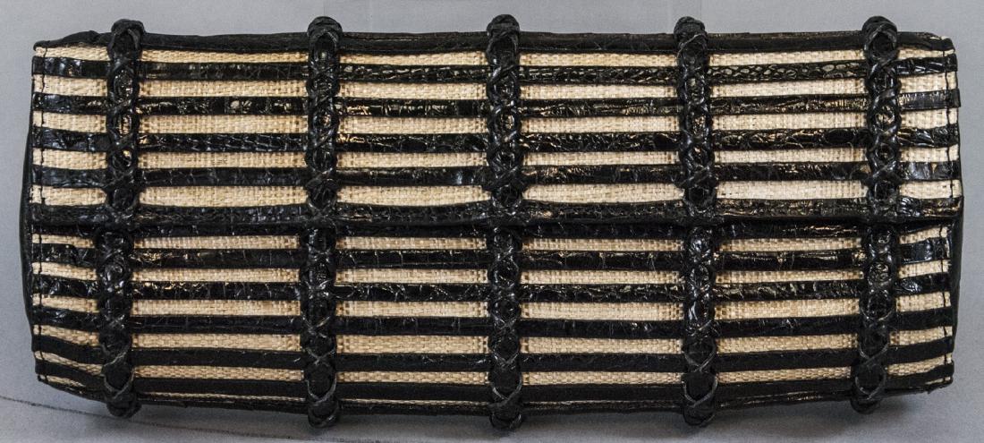 Nancy Gonzalez Black Woven Crocodile Clutch Bag (1 of 7)