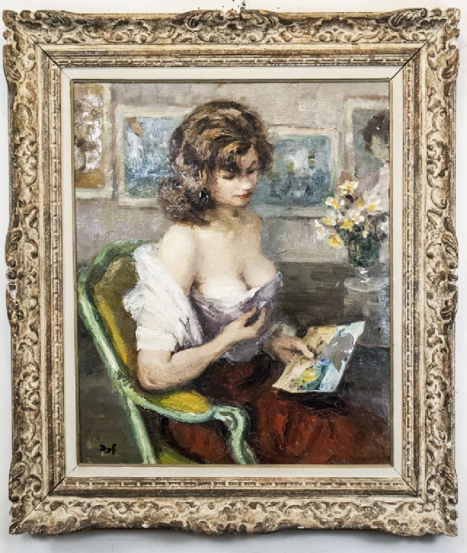 Marcel Dyf - Portrait Oil Painting on Canvas: Marcel Dyf - Portrait Oil Painting on Canvas. Marcel Dyf signed oil painting on canvas, portrait of a lady. Marcel Dyf, French, October 7, 1899 to September 15, 1985. Frame measures 38 x 32.5 inches,