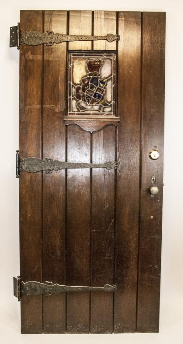 English Tudor Style Mahogany & Stained Glass Door (1 of 8)
