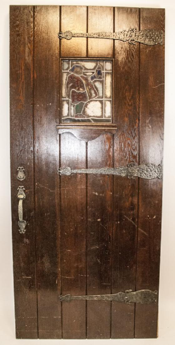 English Tudor Style Mahogany & Stained Glass Door (1 of 7)