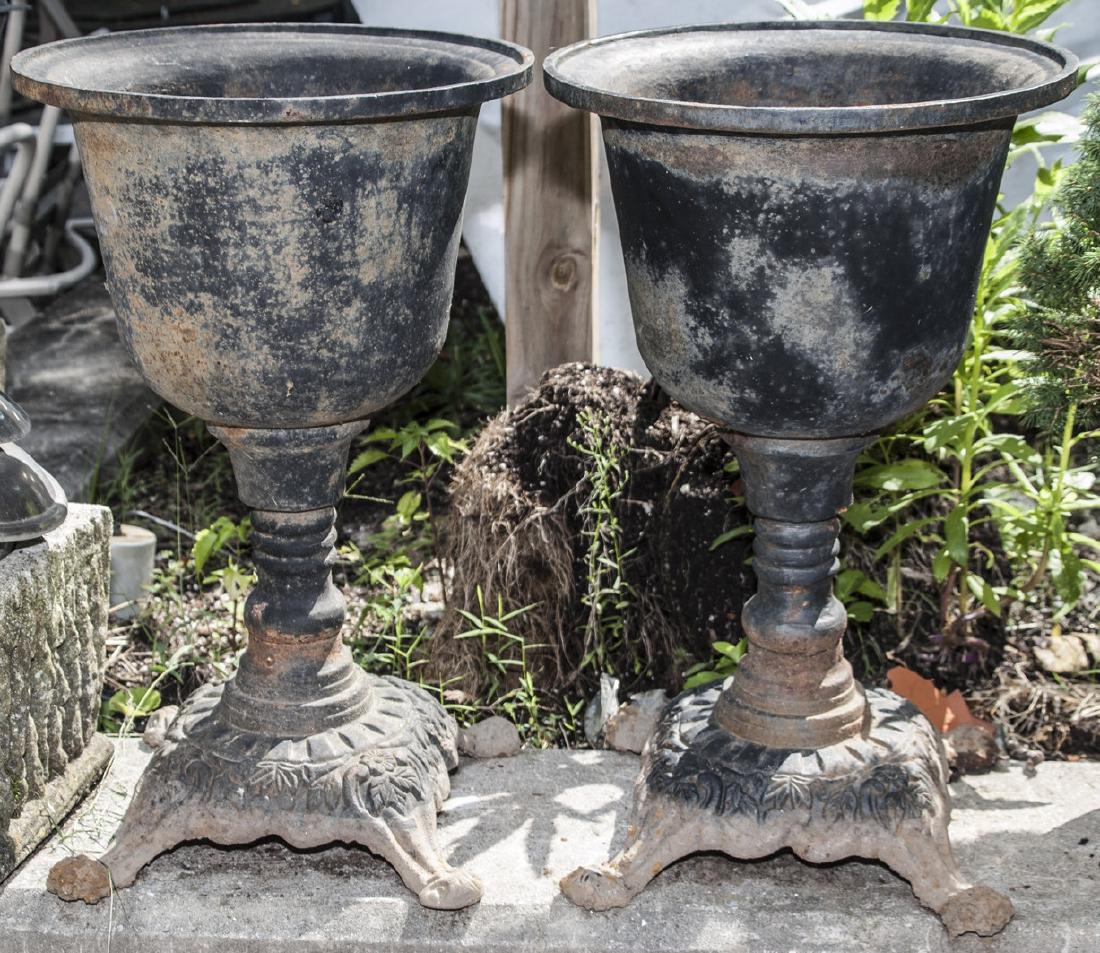 Pair of French Regency Style Cast Iron Garden Urns (1 of 5)