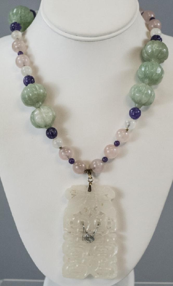 Estate Jade Rose Quartz & Amethyst Necklace (1 of 8)