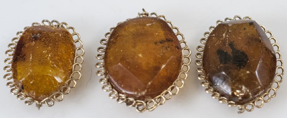 Three Faceted Amber Necklace Pendants / Charms (1 of 4)