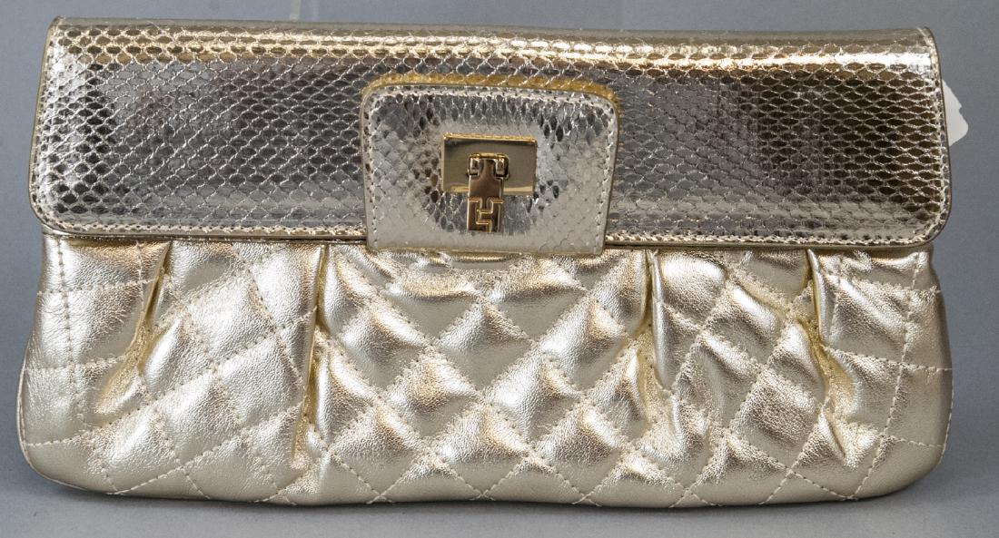 Lambertson Truex Gold Toned Leather Clutch / Purse (1 of 4)