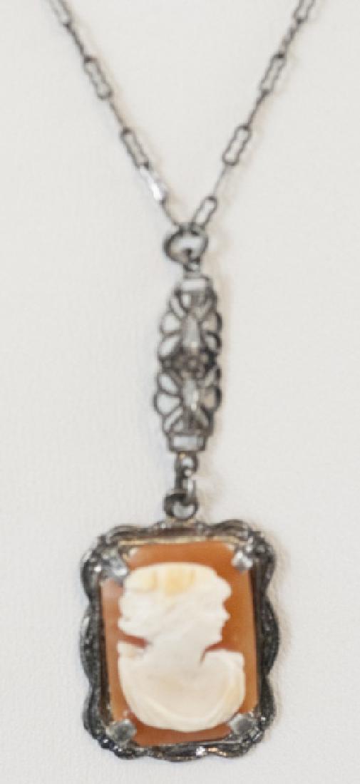 Antique Sterling Silver & Shell Cameo Necklace (1 of 5)