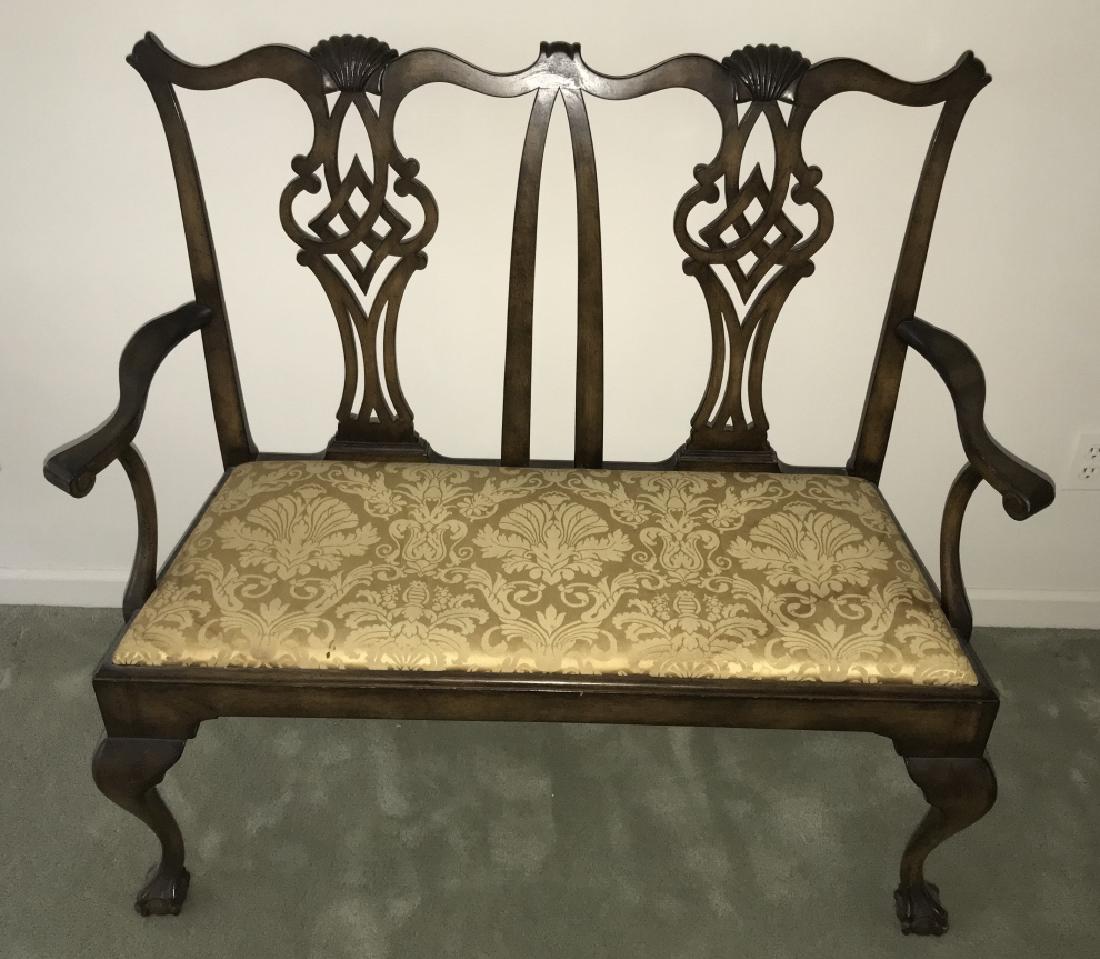 English Chippendale Style Carved Settee / Bench (1 of 3)