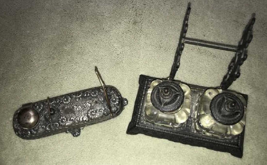 Two Antique 19th C Victorian Inkwells (1 of 3)