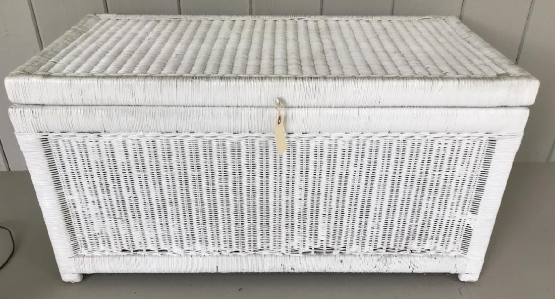 Vintage Painted White Wicker Trunk / Coffee Table (1 of 2)