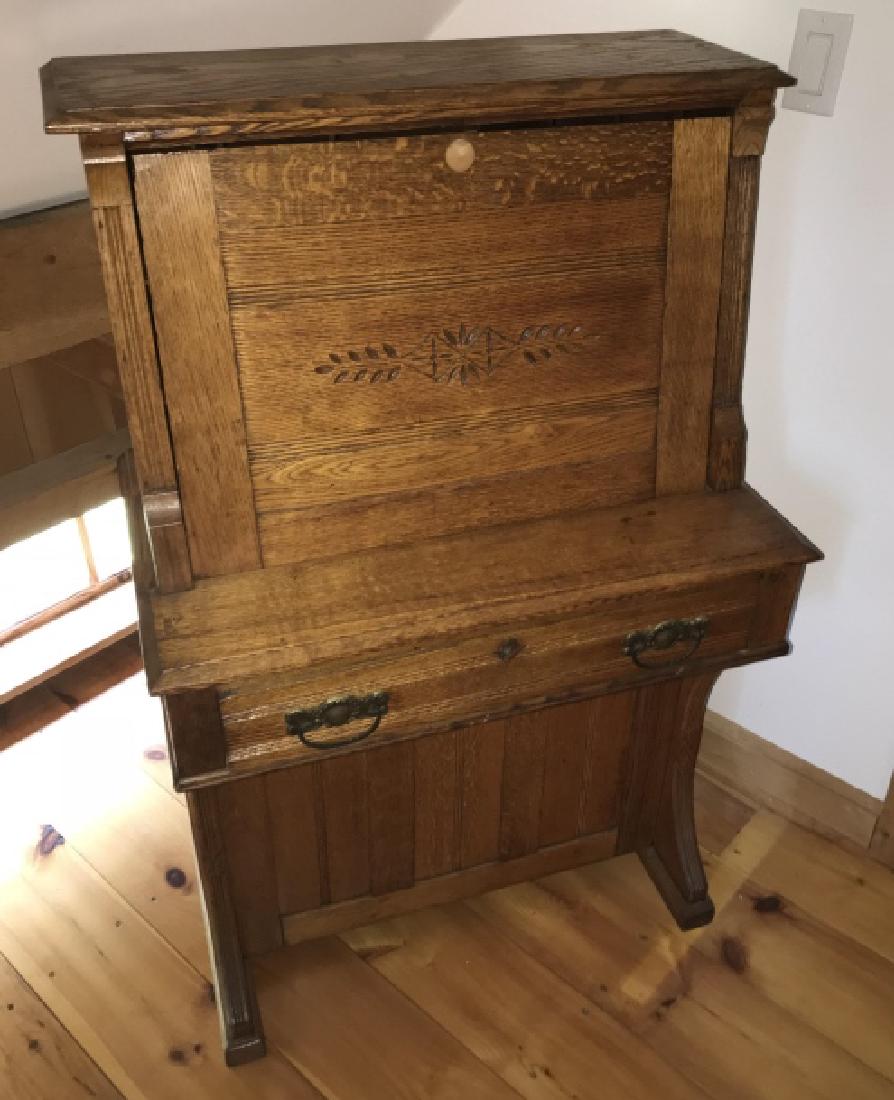 Antique 19th C Carved Oak Drop Front Desk (1 of 3)