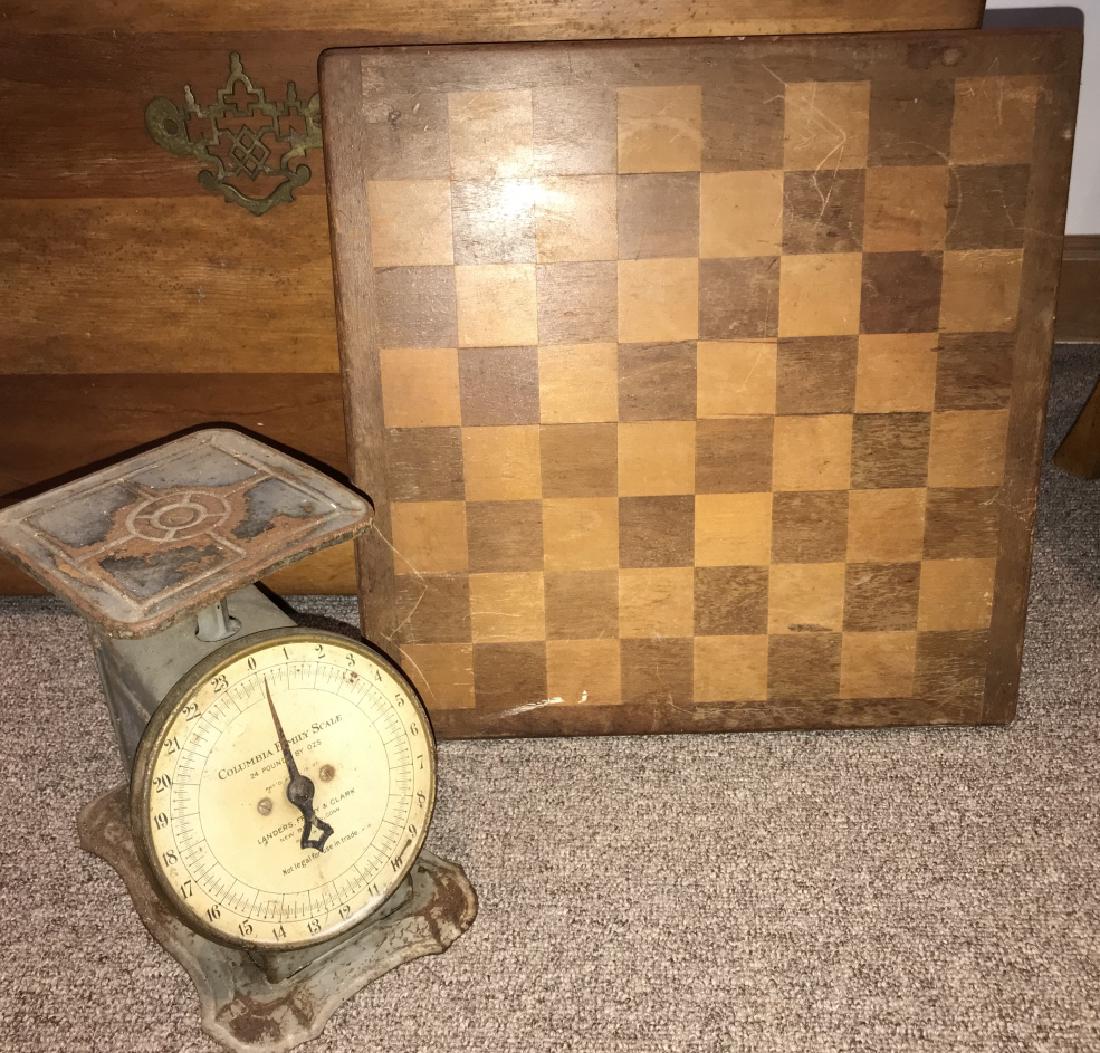 Antique Metal Counter Scale & Checkerboard (1 of 1)