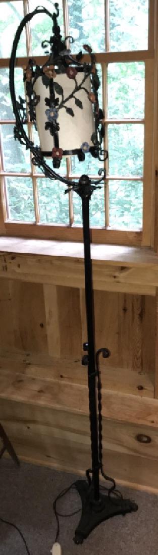 Antique Floral Motif Hand Painted Iron Floor Lamp (1 of 4)
