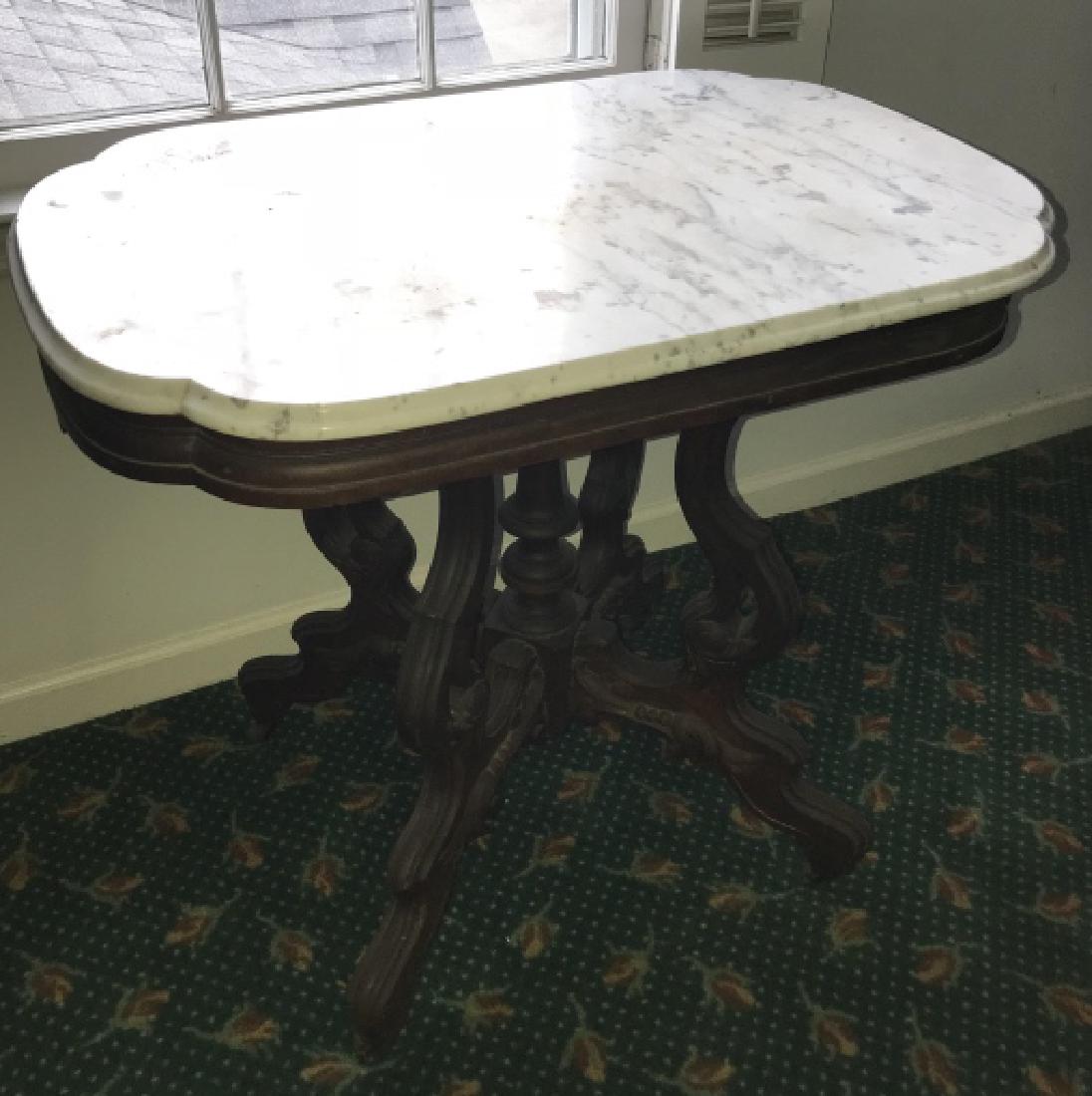 Antique 19th C Victorian Marble Top End Table (1 of 4)