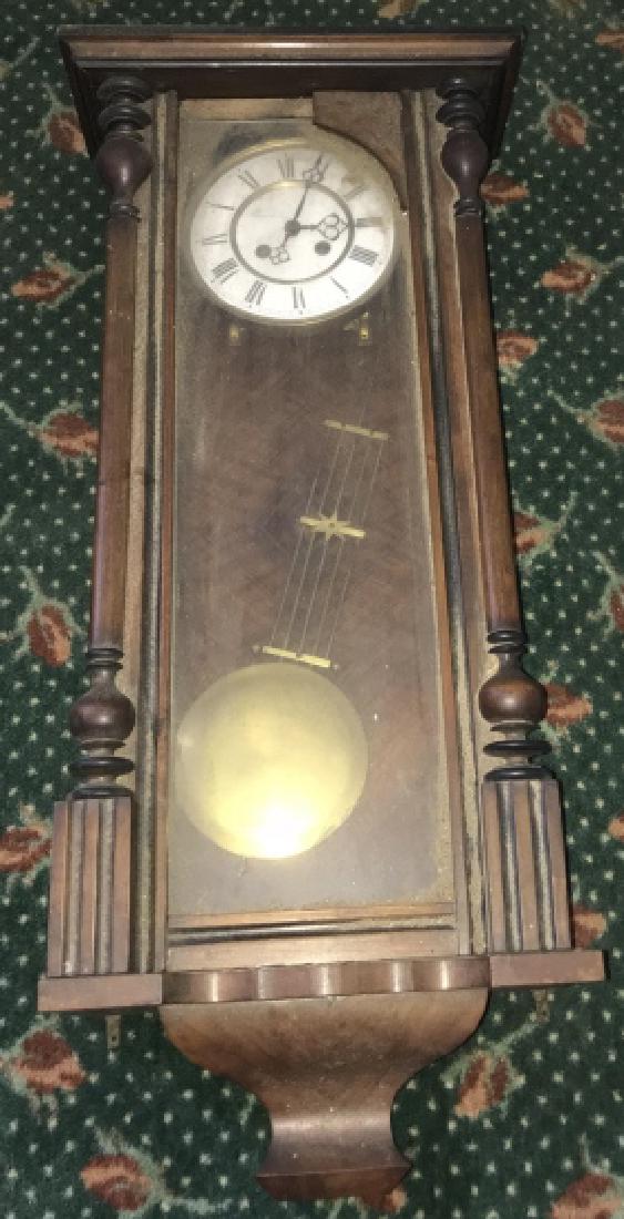 Antique 19th C Enamel Face Wall Hanging Clock (1 of 3)