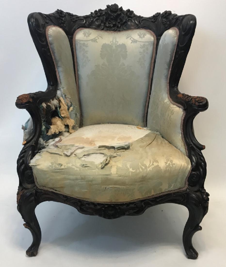 Antique 19th C Heavily Carved Armchair Frame (1 of 12)