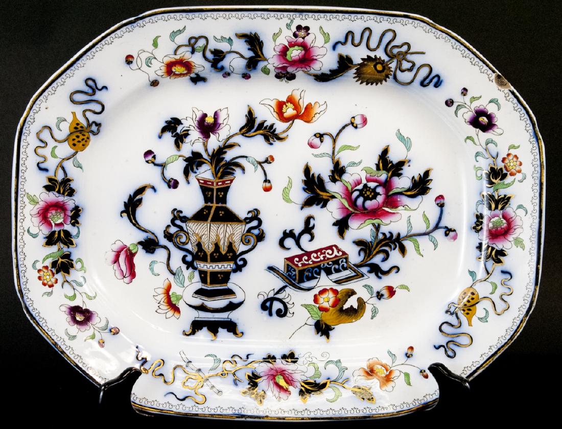 Large Antique 19th C English Flow Blue Platter (1 of 4)